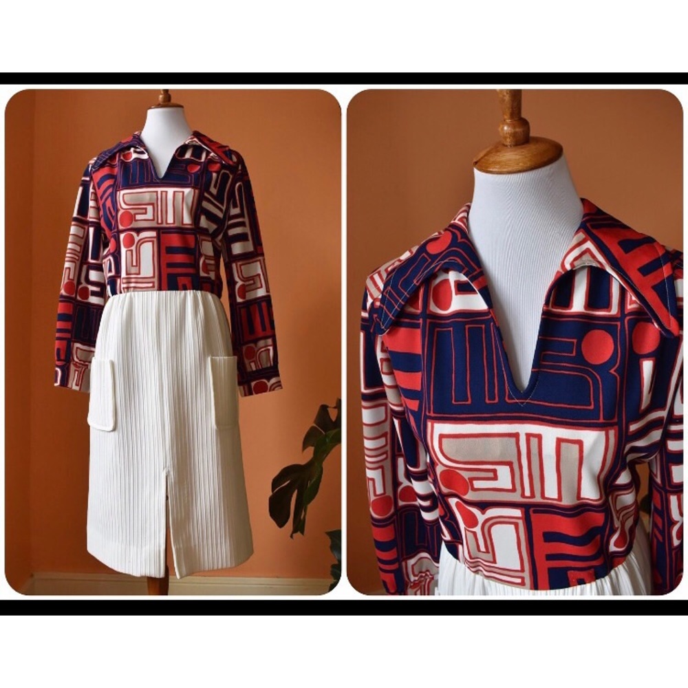 60s Mod Retro Long Sleeve Shirt Dress